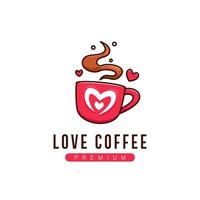 kaffe kärlek logotyp ikon symbol i söt roligt stil tecknad serie vektor