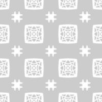 einfacher grauer nahtloser Hintergrund. geometrisches musterdesign in aztekischen symbolen, ethnischer stil. schwarz-weiß bestickt, ideal für Herrenhemd, Herrenmode, Kindermode, Tasche, Tapete, Hintergrund. vektor