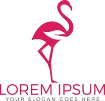 Flamingo mit Blattzeichen-Logo-Design. vektor