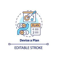 Plan-Konzept-Symbol entwickeln. Weg wählen, um Ziele zu erreichen. geschäftsstrategie abstrakte idee dünne linie illustration. isolierte Umrisszeichnung. editierbarer Strich. vektor