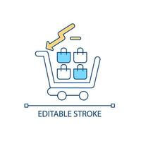 antikonsumtion rgb Färg ikon. undvika köp av onyttig föremål. slösaktig handla. minska konsument utgifter. isolerat vektor illustration. enkel fylld linje teckning. redigerbar stroke.