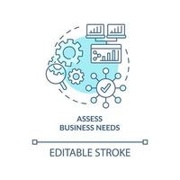 Bewertung der Geschäftsanforderungen türkisfarbenes Konzeptsymbol. Auswahl der besten cms-abstrakten Idee, dünne Linie Illustration. Business-Website. isolierte Umrisszeichnung. editierbarer Strich. vektor