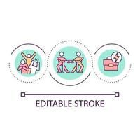 argument och råhet på arbetsplats slinga begrepp ikon. mobbning beteende abstrakt aning tunn linje illustration. anti mobbning politik. isolerat översikt teckning. redigerbar stroke. vektor