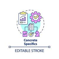 Symbol für das Konzept der konkreten Besonderheiten. Strategiedetails. schlüsselelement der abstrakten idee des businessplans dünne linie illustration. isolierte Umrisszeichnung. editierbarer Strich. vektor