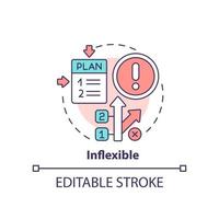 Symbol für unflexibles Konzept. Geschäftsproblem. nachteil der planung der abstrakten idee dünne linie illustration. isolierte Umrisszeichnung. editierbarer Strich. vektor