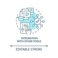 Integration mit anderen Tools türkisfarbenes Konzeptsymbol. lcms verfügen über eine dünne linienillustration der abstrakten idee. Multimediale Inhalte. isolierte Umrisszeichnung. editierbarer Strich. vektor