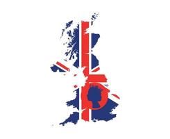 Elizabeth drottning ansikte blå med brittiskt förenad rike flagga nationell Europa emblem Karta ikon vektor illustration abstrakt design element