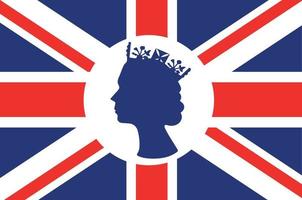 elizabeth queen gesicht weiß und blau mit britischer flagge des vereinigten königreichs nationales europa emblem symbol vektor illustration abstraktes design element