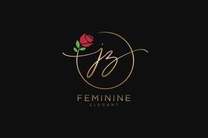 första jz feminin logotyp skönhet monogram och elegant logotyp design, handstil logotyp av första signatur, bröllop, mode, blommig och botanisk med kreativ mall. vektor