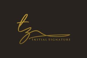 anfängliches tz-buchstabe-signatur-logo-vorlage elegantes design-logo. hand gezeichnete kalligraphiebeschriftungsvektorillustration. vektor