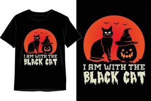 jag am med de svart katt halloween t skjorta design vektor