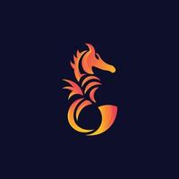 sjöhäst flamma logotyp idéer vektor