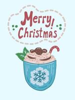 mysigt jul vektor illustration med kopp av kaffe