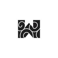 brev w kurvor mosaik- symbol logotyp vektor