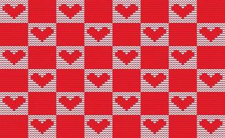 hjärta sticka mönster vektor, korsa sy kärlek valentine bakgrund, röd och vit broderi textur design vektor