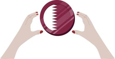 qatar flagga hand ritad, qatari riyal hand dragen vektor