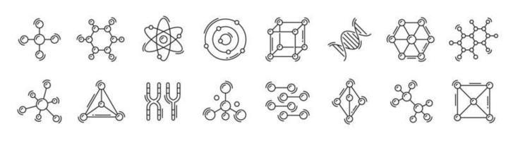 atom, dna, kromosom och molekyl översikt ikoner vektor