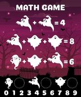 lustiger halloween-geist auf mathespiel-arbeitsblatt vektor
