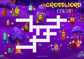 Halloween-Kreuzworträtsel-Quizspiel mit Vitamin-Zauberern vektor