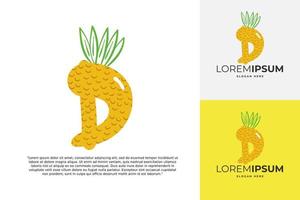 d brev logotyp tillverkad av ananas. frukt handgjort kalligrafi för jordbruks identitet, restaurang kort, barn t-shirt, sommar grafik, etc vektor