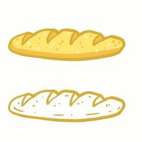 limpa av vit bröd. tecknad serie platt illustration. mat från spannmål och mjöl. franska baguette isolerat på vit. vektor