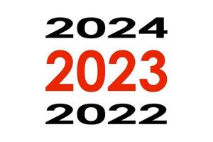 2023 Lycklig ny år logotyp text design mall. vektor illustration med svart etiketter isolerat på vit bakgrund.