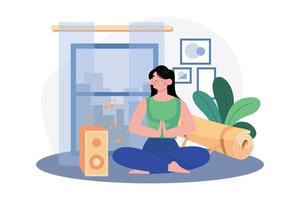 kvinna är håller på med yoga illustration begrepp på vit bakgrund vektor