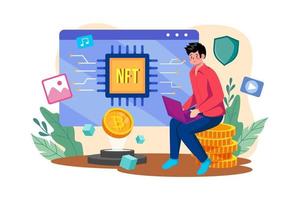 nft nicht fungibles Token-Illustrationskonzept auf weißem Hintergrund vektor