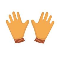 Kinderhandschuhe und Cartoon-Person Kinderhandschuhhand mit dem Finger. gestricktes symbol für winterkleidung und schutz. warme Kleidung und warme Handschuhe. handschuh babybekleidung und weihnachtsaktivitätskonzept vektor