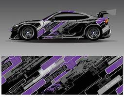 Auto-Wrap-Design-Vektor. grafische abstrakte Streifen-Rennhintergrund-Kit-Designs für Wrap-Fahrzeug-Rennwagen-Rallye-Abenteuer und Lackierungen vektor