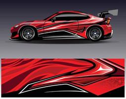 Auto-Wrap-Design-Vektor. grafische abstrakte Streifen-Rennhintergrund-Kit-Designs für Wrap-Fahrzeug-Rennwagen-Rallye-Abenteuer und Lackierungen vektor