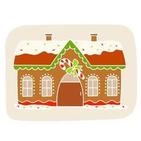 Großes weihnachtliches Lebkuchenhaus. Abbildung auf weißem Hintergrund vektor