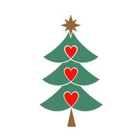 Vektor-Grußkarte mit einem grünen Weihnachtsbaum aus Herzen. abstrakte niedliche dekorative illustration für die einladung. vektor