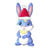 söt tecknad serie kanin bär santa hatt. vinter- 2023, jul och ny år vektor