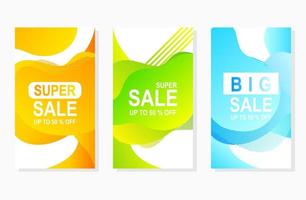 abstrakt modern uppsättning av färgrik lutning flytande form försäljning etiketter befordran för social media annons berättelser vektor