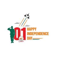 feiern den unabhängigkeitstag von zypern, 1. oktober, grüßender soldat und armee sind im einsatz, ari-streitkräfte zeigen flugschau am himmel, ein nationalfeiertag, der 1960 von der republik zypern begangen wurde