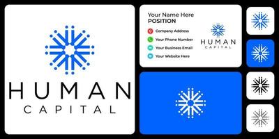 Humankapital-Logo-Design mit Visitenkartenvorlage. vektor
