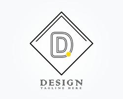 logotyp design mall med brev d av de alfabet i en låda med gul avrundad märken vektor