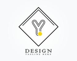 logotyp design mall med brev y av de alfabet i en låda med gul avrundad märken vektor