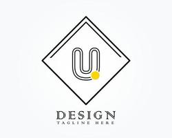 logotyp design mall med brev u av de alfabet i en låda med gul avrundad märken vektor
