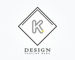 logotyp design mall med brev k av de alfabet i en låda med gul avrundad märken vektor