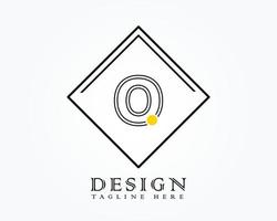 logotyp design mall med brev o av de alfabet i en låda med gul avrundad märken vektor