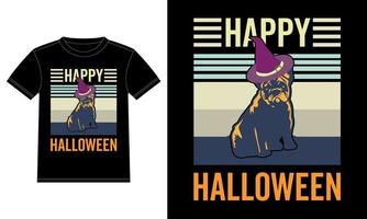 Halloween-Kap der französischen Bulldogge lustiger Vintager glücklicher Halloween-T - Shirt vektor