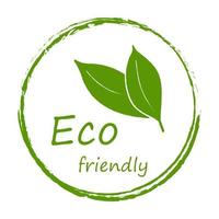 eco, bio, vegane lebensmittelaufkleberschablone, logo mit blättern für organische und umweltfreundliche produkte. Öko-Aufkleber zur Kennzeichnung von Verpackungen, Lebensmitteln, Kosmetika. handgezeichneter Stil. vektor