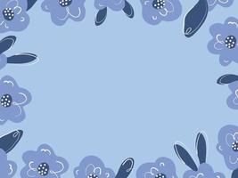 blommig ram med enkel vektor blommor i blå färger