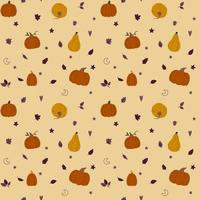 Halloween-Muster mit Kürbissen und Blättern vektor