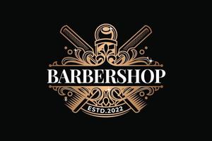 Barbershop Herren Gold-Logo-Vorlage vektor