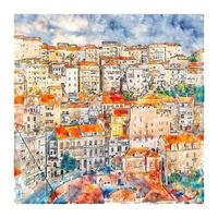 coimbra portugal aquarellskizze handgezeichnete illustration vektor