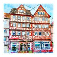 wertheim baden württemberg deutschland aquarell skizze handgezeichnete illustration vektor