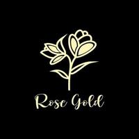 Rosengold-Logo. Blumen-Luxus-Schönheitssalon, Mode, Hautpflege, Kosmetik, Natur- und Spa-Produkte. vektor